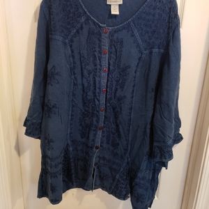 Plus size denim blouse